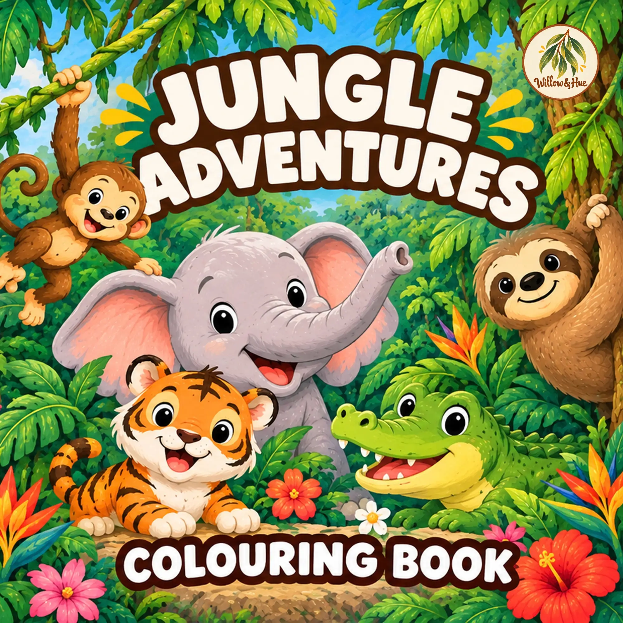 Jungle Adventures colouring book cover